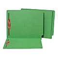 SJ Paper Paper-Cut/Water-Resistant 2-Fastener End-Tab Folders, Letter Size, 50% Recycled, Green, Box Of 50