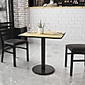 Flash Furniture Rectangular Laminate Table Top With Round Table Height Base, 31-3/16”H x 24”W x 30”D, Natural