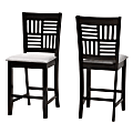 Baxton Studio Deanna Modern Fabric/Finished Wood Counter-Height Stools With Backs, Gray/Dark Brown, Set Of 2 Stools