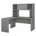Kathy Ireland Office Echo L-Shaped Desk With Hutch, Modern Gray, Standard Delivery