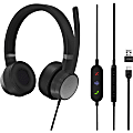 Lenovo Go Wired ANC Headset (Thunder Black) - Stereo - USB Type C, USB Type A - Wired - 32 Ohm - 20 Hz - 20 kHz - Over-the-head - Binaural - Ear-cup - 6.56 ft Cable - Noise Cancelling Microphone - Noise Canceling - Thunder Black