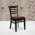 Flash Furniture HERCULES Ladder Back Wood Restaurant Accent Chair, Burgundy Vinyl Seat/Walnut Wood Frame