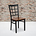 Flash Furniture HERCULES Window Back Restaurant Accent Chair, Cherry Seat/Black Frame