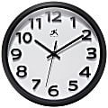 Infinity Instruments Raised Numeral Wall Clock, 10-3/4"H x 10-3/4"W x 1-3/4"D, Black 1 thumbnail image