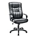 Office Depot® Brand Kingston Big and Tall Mid-Back Leather Chair, 46 1/2"H x 28"W x 30 3/4"D, Black Frame, Black Leather