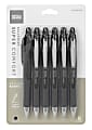 Office Depot® Brand Retractable Ballpoint Pens With Grip, Medium Point, 1.0 mm, Black Barrel, Black Ink, Pack Of 6