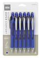 Office Depot® Brand Retractable Ballpoint Pens With Grip, Medium Point, 1.0 mm, Blue Barrel, Blue Ink, Pack Of 6