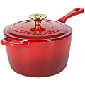 Crock-Pot Artisan 3-Quart Enameled Cast Iron Saucepan With Lid, Red/Gold 1 thumbnail image