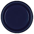 Amscan Round Plastic Plates, 7", True Navy, Pack Of 80 Plates