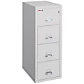 FireKing® 25"D Vertical 4-Drawer Letter-Size Fireproof File Cabinet, Metal, Platinum, White Glove Delivery