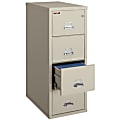 FireKing® 25"D Vertical 4-Drawer Legal-Size Fireproof File Cabinet, Metal, Parchment, White Glove Delivery