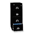 FireKing® 25"D Vertical 4-Drawer Legal-Size File Cabinet, Metal, Black, White Glove Delivery