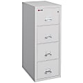 FireKing® 25"D Vertical 4-Drawer Legal-Size Fireproof File Cabinet, Metal, Platinum, White Glove Delivery 1 thumbnail image