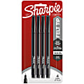 Sharpie® Fine-Point Pens, Fine Point, 0.4 mm, Black Barrels, Black Ink, Pack Of 4