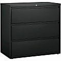 Lorell® 42"W Lateral 3-Drawer Hanging File Cabinet, Metal, Charcoal