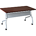 Lorell® Flip Top Training Table, 60"W, Mahogany/Silver