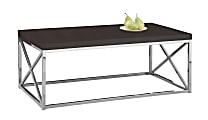 Monarch Specialties Hollow-Core Coffee Table, Rectangle, Cappuccino/Chrome