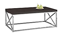 Monarch Specialties Hollow-Core Coffee Table, Rectangle, Cappuccino/Chrome 1 thumbnail image
