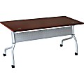 Lorell® Flip Top Training Table, 72"W, Mahogany/Silver