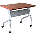 Lorell® Flip Top Training Table, 48"W, Cherry/Silver