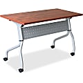 Lorell® Flip Top Training Table, 60"W, Cherry/Silver