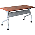 Lorell® Flip Top Training Table, 72"W, Cherry/Silver