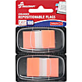 SKILCRAFT® 70% Recycled Color Self-Stick Flags, 1" x 1 3/4", Orange, 50 Flags Per Pad, Pack Of 2 (AbilityOne 7510-01-315-2023)