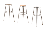 National Public Seating Adjustable Hardboard Stools, 31.5 - 38.5"H, Gray, Set of 3