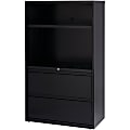 Lorell® Smart 36"W x 18-5/8"D Lateral 2-Drawer Combo File Cabinet, Black