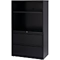 Lorell® Smart 36"W x 18-5/8"D Lateral 2-Drawer Combo File Cabinet, Black 1 thumbnail image