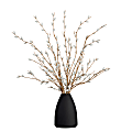 Nearly Natural 28”H Artificial Pussy Willow Arrangement With Modern Metal Vase, 28”H x 19”W x 19”D, White/Black 1 thumbnail image