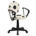 Flash Furniture Vinyl Low-Back Task Chair With Arms, Soccer, Black/White