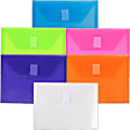 JAM Paper® Plastic Index Booklet Envelopes, 5-1/2" x 7-1/2", Hook & Loop Closure, Assorted Colors, Pack Of 6 Envelopes
