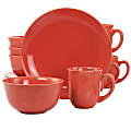 Gibson Home Mercer 12-Piece Dinnerware Set, Red