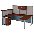 Bush Business Furniture Office in an Hour U Shaped Reception Desk with Storage, Hansen Cherry, Standard Delivery