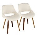 LumiSource Fabrico Dining Chairs, Walnut/Cream Noise, Set Of 2 Chairs