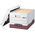 Bankers Box® R Kive® Standard-Duty Storage Boxes With Lift-Off Lids, Letter/Legal Size, 15" x 12" x 10", 60% Recycled, White/Red, Case Of 12 1 thumbnail image