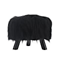 Linon Claire Faux Fur Ottoman, Black 1 thumbnail image