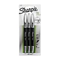 Sharpie® Soft-Grip Pens, Fine Point, 0.8 mm, Black Barrel, Black Ink, Pack Of 3