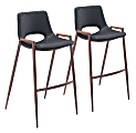 Zuo Modern Desi Bar Chairs, Brown/Black, Set Of 2 Chairs