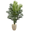 Nearly Natural Paradise Palm 66”H Artificial Tree With Planter, 66”H x 38”W x 26”D, Green/Sand