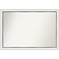 Amanti Art Narrow Non-Beveled Rectangle Framed Bathroom Wall Mirror, 27” x 39”, Eva White Silver
