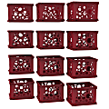 Storex Mini Crates, 6”H x 7-3/4”W x 9”D, Red, Pack Of 12 Crates 1 thumbnail image