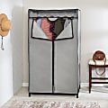 Honey Can Do Double Door Portable Wardrobe Closet With Cover, 63”H x 19-3/4”W x 36”D, Gray 1 thumbnail image