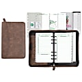 Day-Timer® Distressed Simulated Leather Planner Organizer Set, 3 3/4" x 6 3/4", Brown, Undated-Untimed