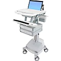 Ergotron StyleView Laptop Cart, SLA Powered, 2 Drawers - Up to 17.3" Screen Support - 22 lb Load Capacity - 50.5" Height x 18.3" Width x 30.8" Depth - Floor Stand - Aluminum - White, Gray