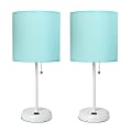 LimeLights Stick Lamps, 19-1/2"H, Aqua Shade/White Base, Set Of 2 Lamps 1 thumbnail image