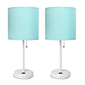 LimeLights Stick Lamps, 19-1/2"H, Aqua Shade/White Base, Set Of 2 Lamps