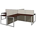 Bush Business Furniture Easy Office 60"W 4-Person L-Shaped Cubicle Desk Workstation With 45"H Panels, Mocha Cherry/Silver Gray, Standard Delivery