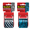 Scotch® Decorative Shipping And Packaging Tape With Dispenser, 2" x 13.8 Yd., Black/White or Black/Blue (No Color Choice)
